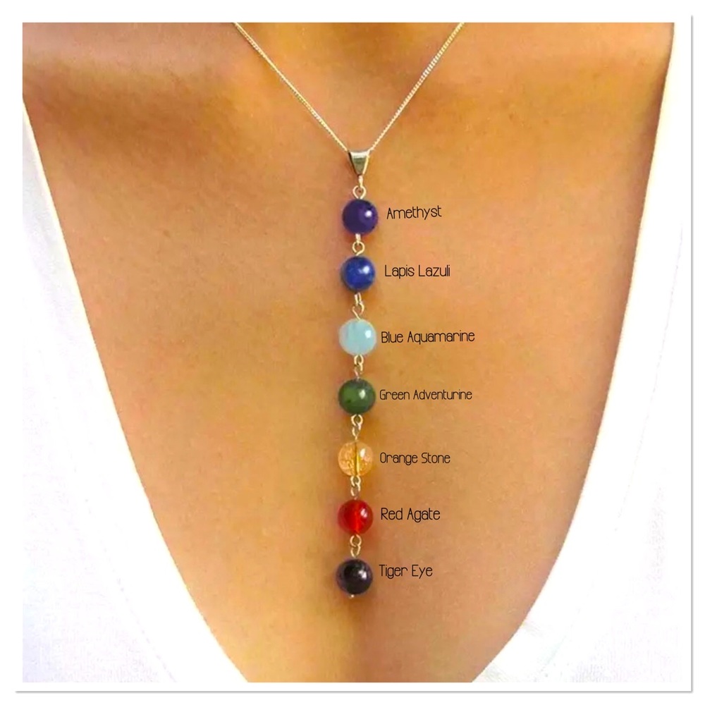🛑 7 Chakra Stone Bead Necklace
